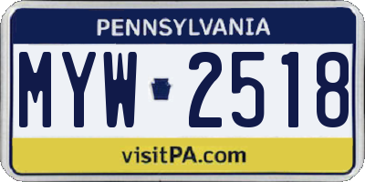 PA license plate MYW2518