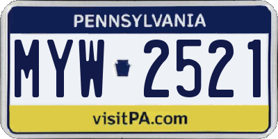 PA license plate MYW2521