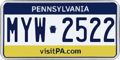 PA license plate MYW2522