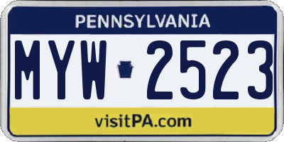 PA license plate MYW2523