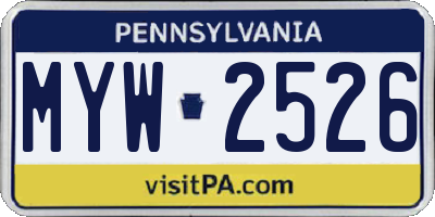 PA license plate MYW2526