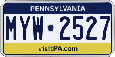 PA license plate MYW2527