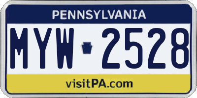 PA license plate MYW2528