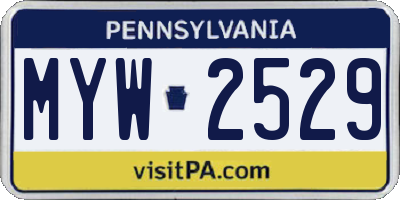 PA license plate MYW2529