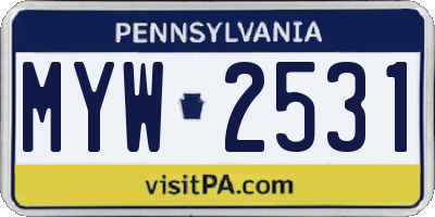 PA license plate MYW2531