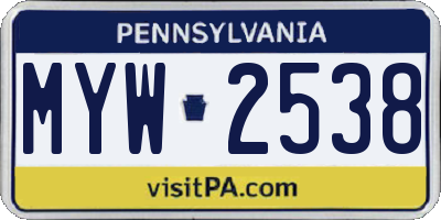 PA license plate MYW2538
