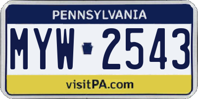 PA license plate MYW2543