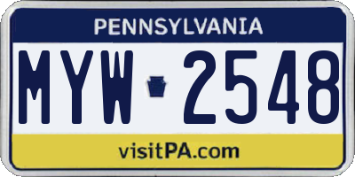 PA license plate MYW2548
