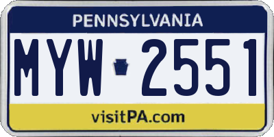 PA license plate MYW2551