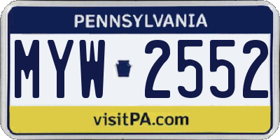 PA license plate MYW2552