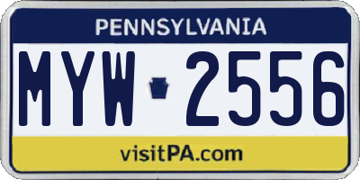 PA license plate MYW2556