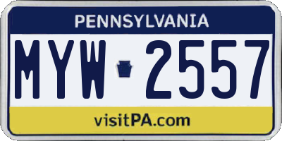 PA license plate MYW2557