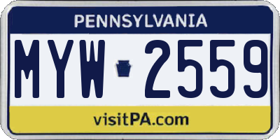 PA license plate MYW2559
