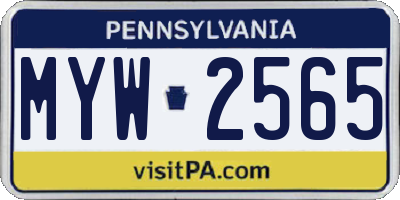PA license plate MYW2565