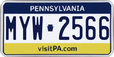 PA license plate MYW2566