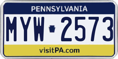 PA license plate MYW2573