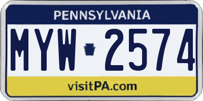 PA license plate MYW2574