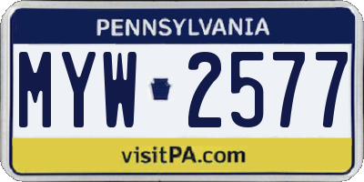 PA license plate MYW2577