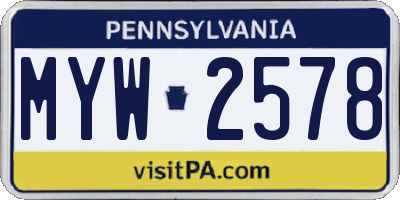 PA license plate MYW2578