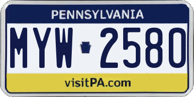 PA license plate MYW2580