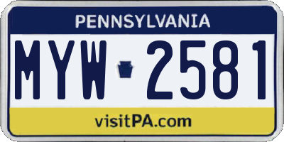PA license plate MYW2581