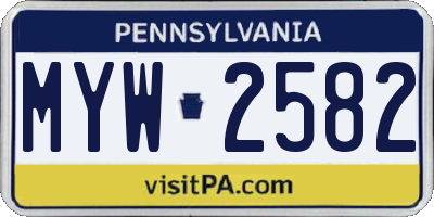 PA license plate MYW2582