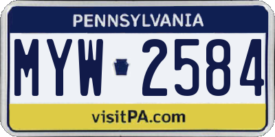 PA license plate MYW2584