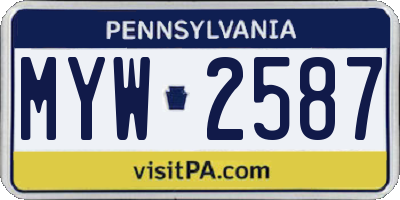 PA license plate MYW2587
