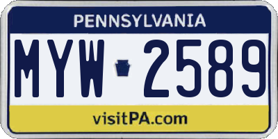 PA license plate MYW2589