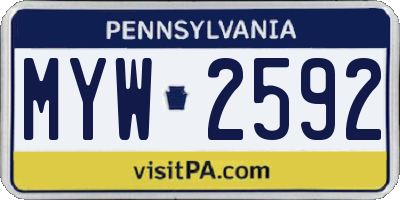 PA license plate MYW2592