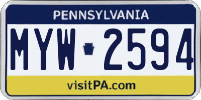 PA license plate MYW2594