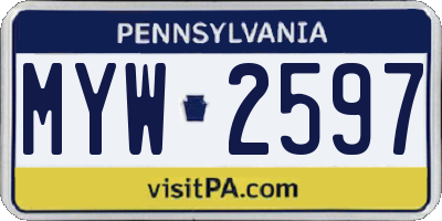 PA license plate MYW2597