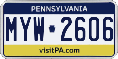 PA license plate MYW2606