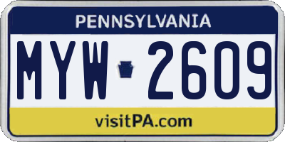 PA license plate MYW2609