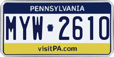 PA license plate MYW2610