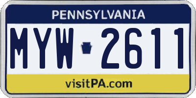 PA license plate MYW2611