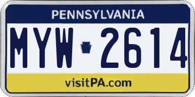 PA license plate MYW2614
