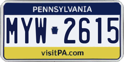 PA license plate MYW2615