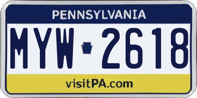 PA license plate MYW2618