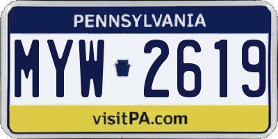 PA license plate MYW2619