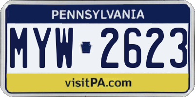 PA license plate MYW2623
