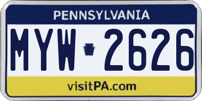 PA license plate MYW2626