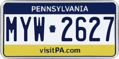 PA license plate MYW2627