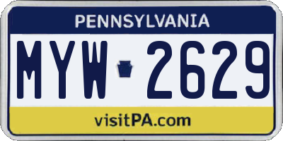 PA license plate MYW2629