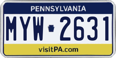 PA license plate MYW2631