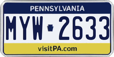 PA license plate MYW2633