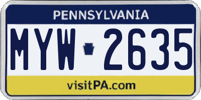 PA license plate MYW2635