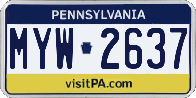 PA license plate MYW2637