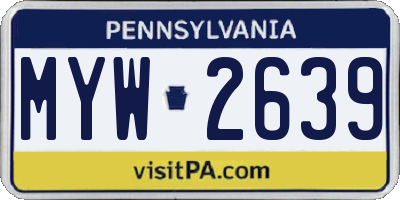 PA license plate MYW2639