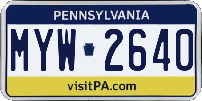 PA license plate MYW2640